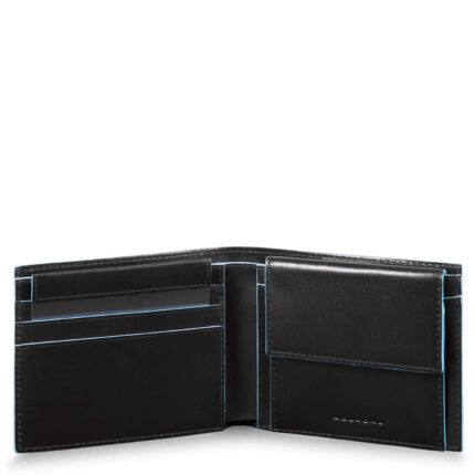 Zwart Piquadro Blue Square Men's Wallet With Coin Case Black