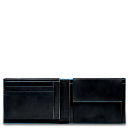 Zwart Piquadro Blue Square Men's Wallet With Flip Up With ID/Coin Pocket Black