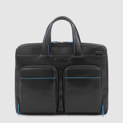Zwart Piquadro Blue Square Revamp Slim Computer Bag 14'' Black