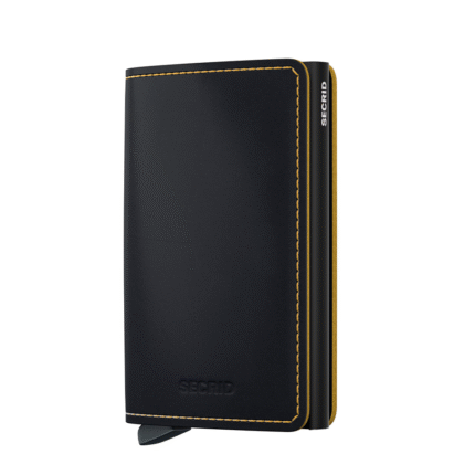 Zwart Secrid Slim Wallet Portemonnee Matte Black & Ochre