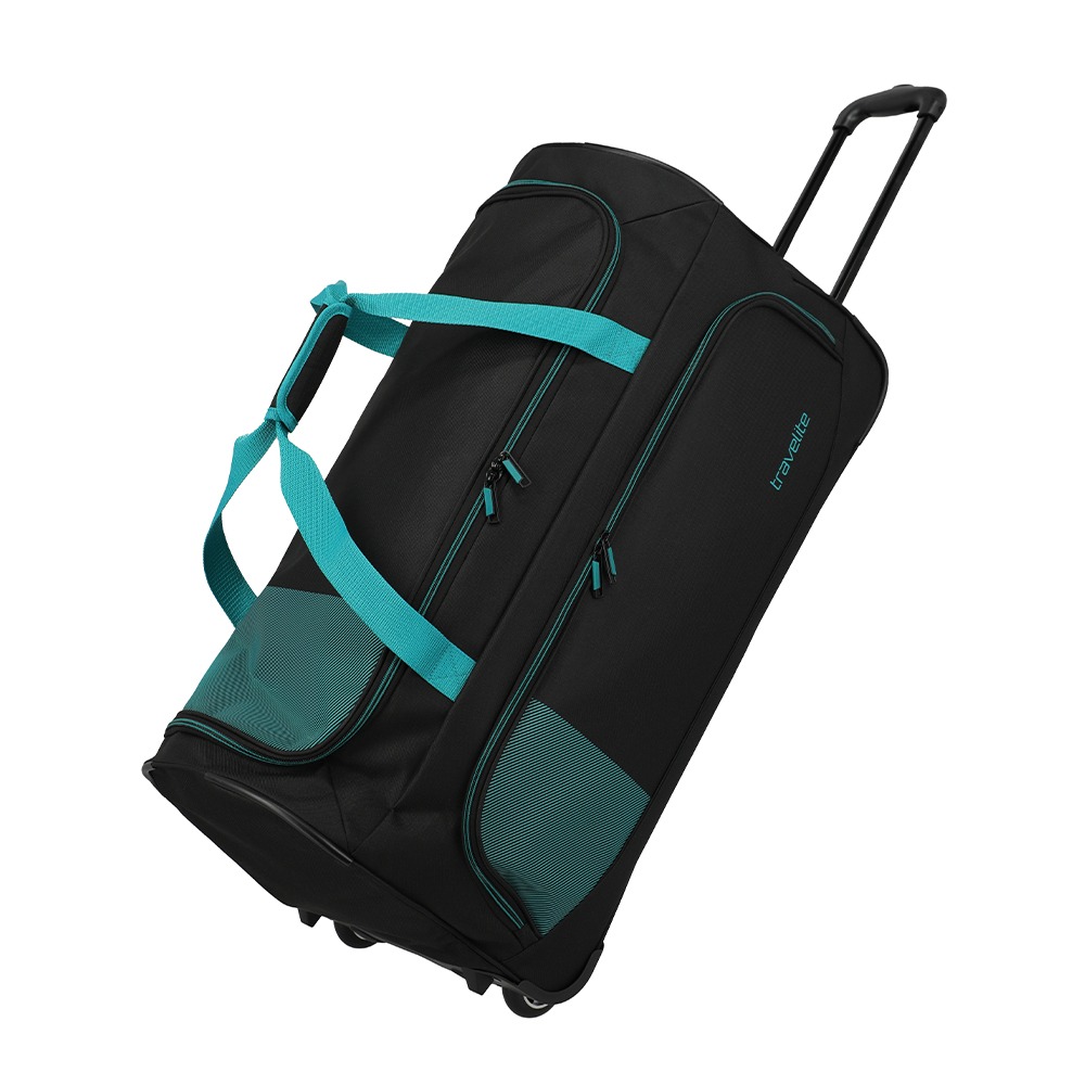 Zwart-Travelite-Basics-Fresh-Wheeled-Duffle-70cm-Black-Petrol