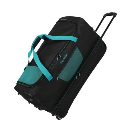 Zwart Travelite Basics Wheeled Duffle 70cm Expandable Black/Petrol