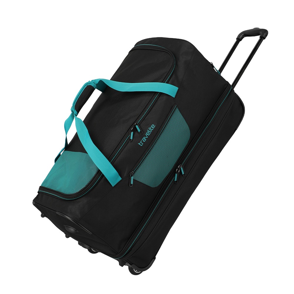 Zwart-Travelite-Basics-Wheeled-Duffle-70cm-Expandable-BlackPetrol