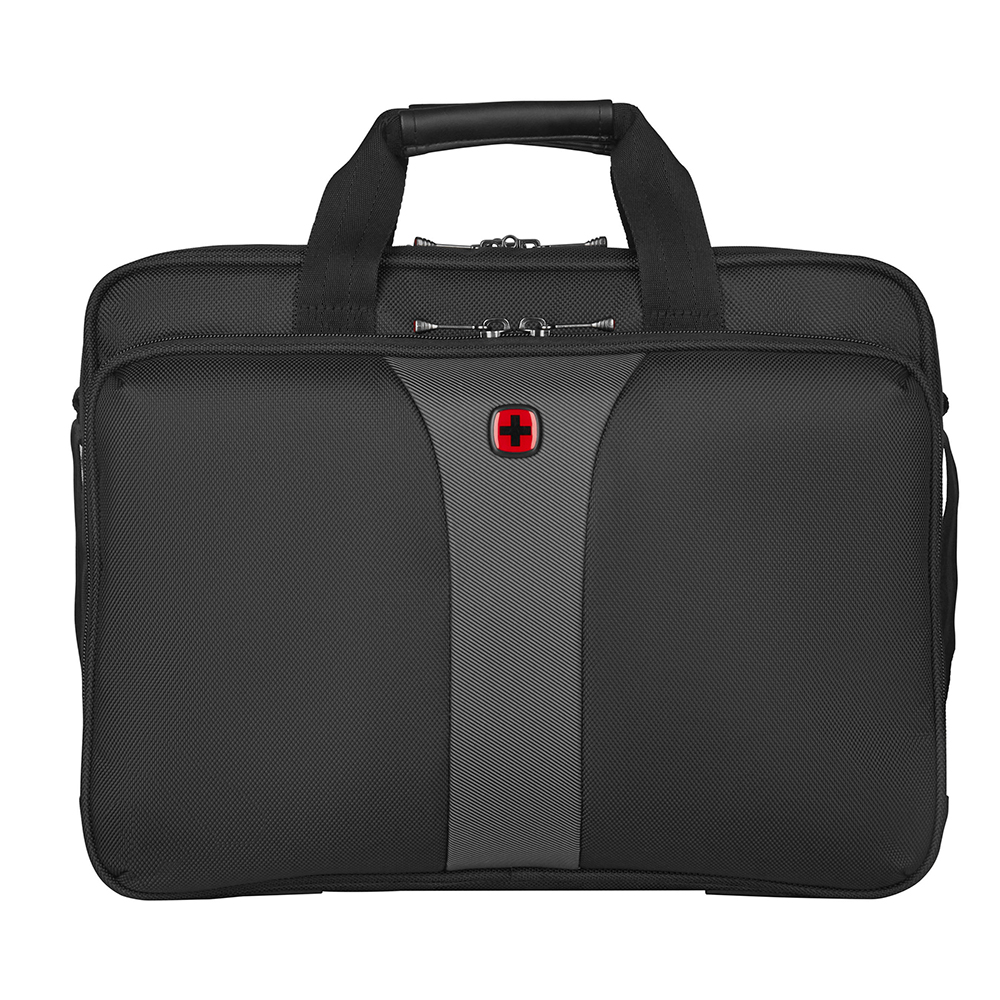 Zwart-Wenger-Legacy-Double-Gusset-Laptop-Brief-16-Inch-Black-Grey